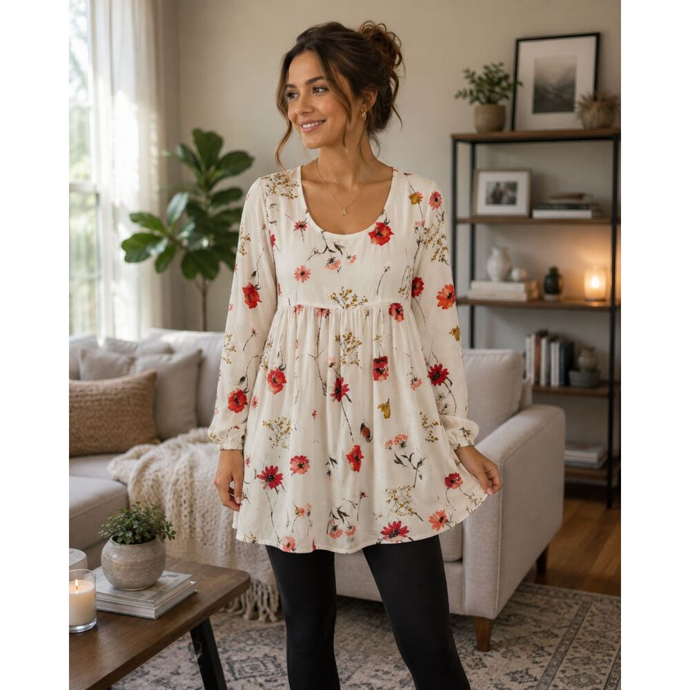 Old Navy Womens Size Small Petite Fit & Flare Dress White Red Floral Keyhole